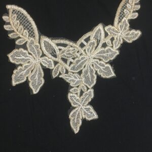Golden Bloom Appliqué Neckline