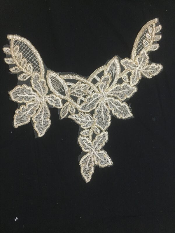 Golden Bloom Appliqué Neckline