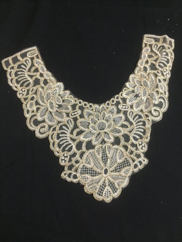 Golden Floral Mesh Neckline