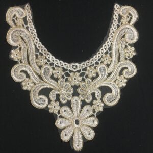 Glistening Scroll Zari Work Neckline