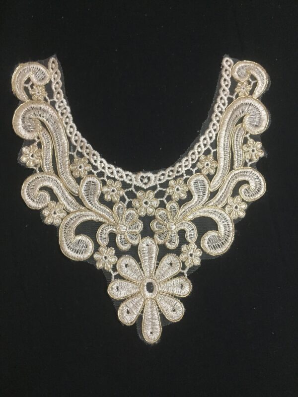 Glistening Scroll Zari Work Neckline
