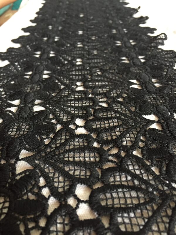 Black Fan Petal Polycrochet Lace - Image 2