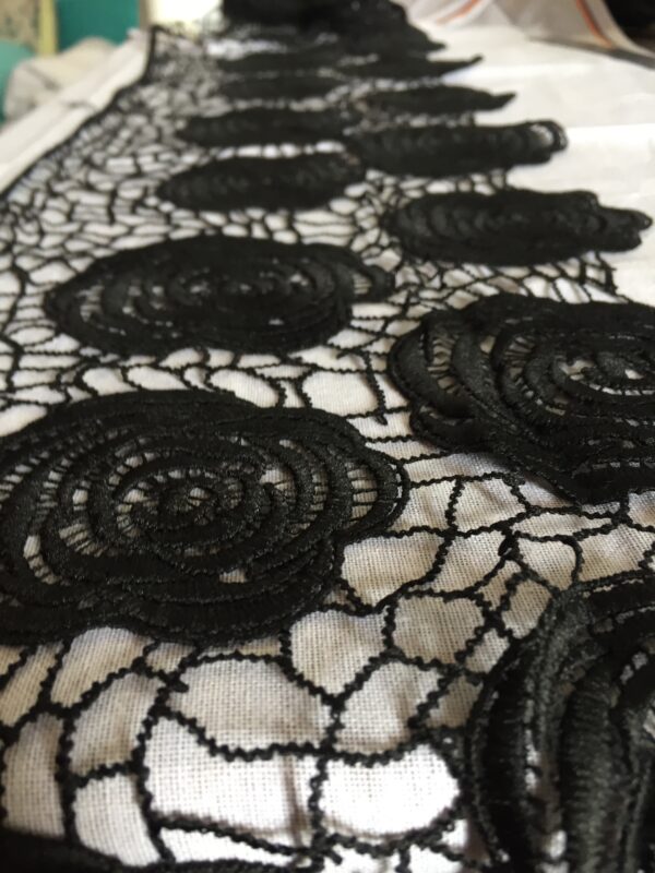 Black Spiral Rosette Polycrochet Lace - Image 3