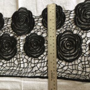 Black Spiral Rosette Polycrochet Lace