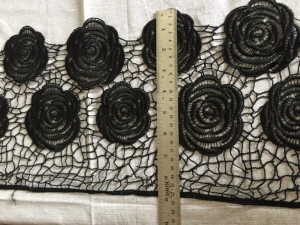 Black Spiral Rosette Polycrochet Lace