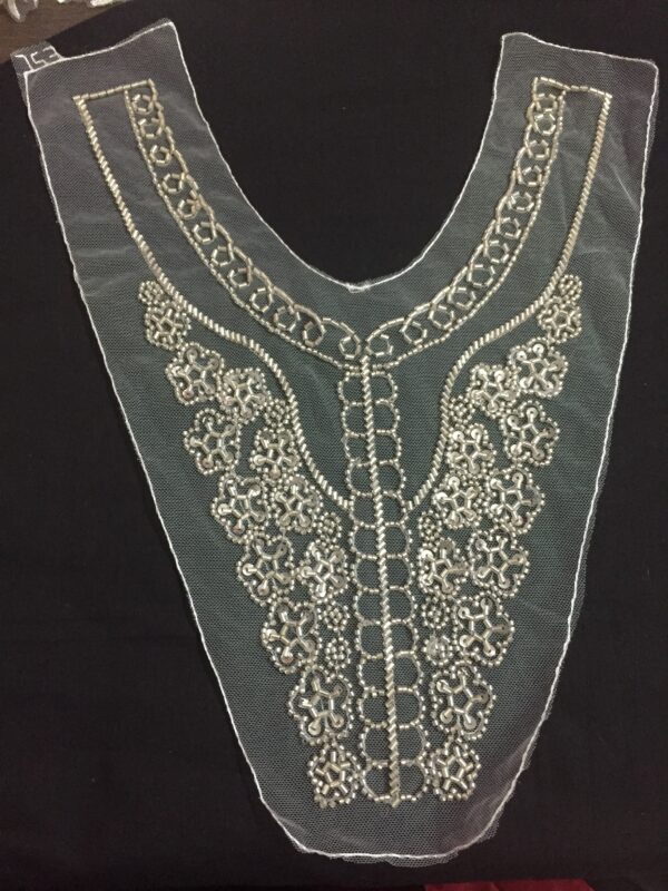 Silver Sequined polyester Net Neckline
