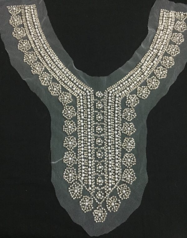 Pearl Embellished polyester Net Neckline