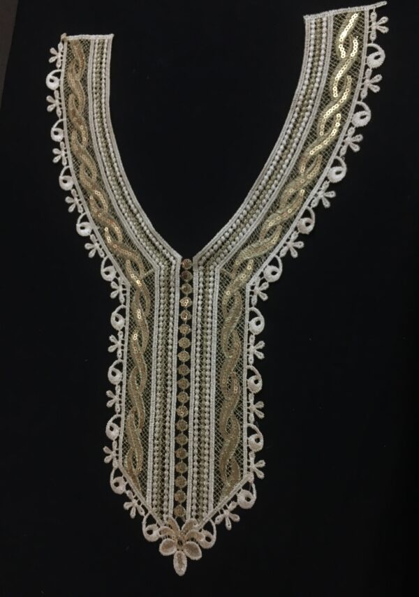 Golden Sequined Lace Neckline