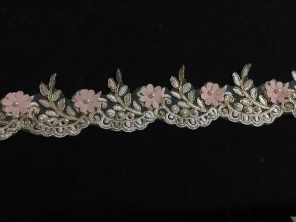 Pearl Embellisment Zari work lace