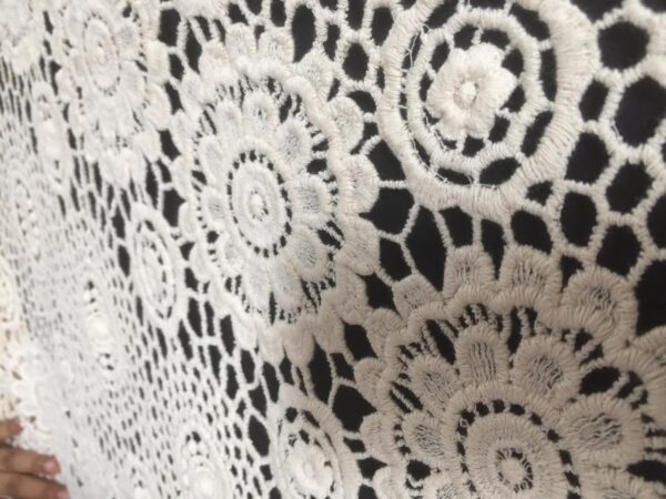 Geometric floral Cotton Crochet fabric - Image 3