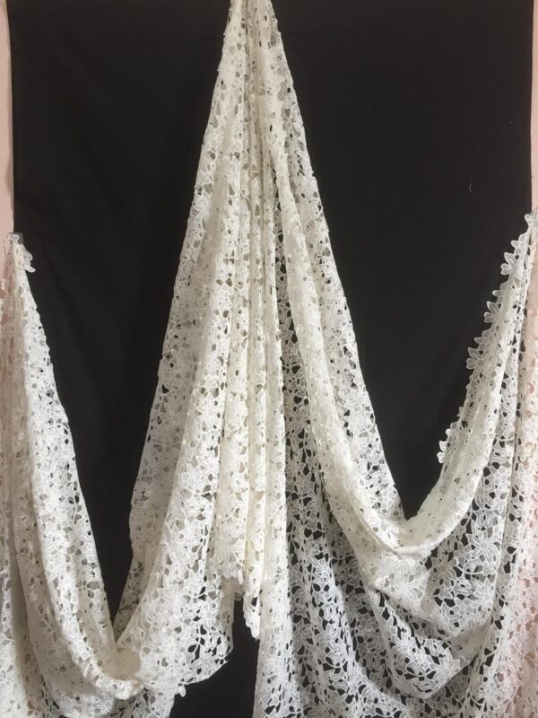 Delicate Floral Openwork Polyester Crochet Fabric